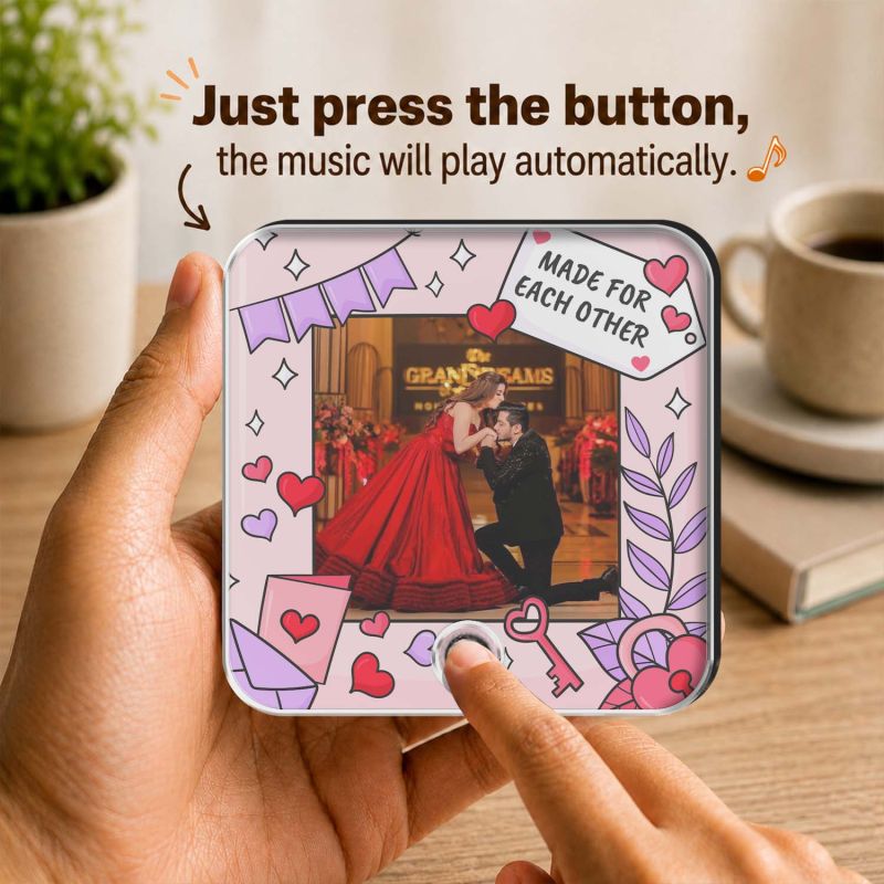 Made for Each Other Gift for Couples Personalized Musical Fridge Magnet with Rechargeable for Wife & Husband